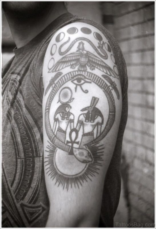 Egyptian Deities Shoulder Tattoo