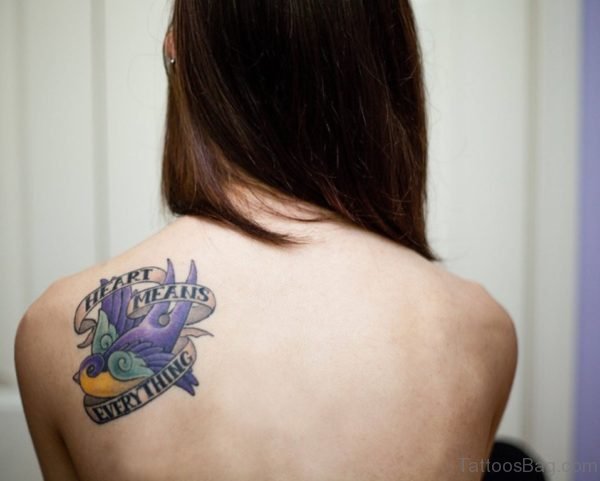 Elegant Bird Tattoo On Back