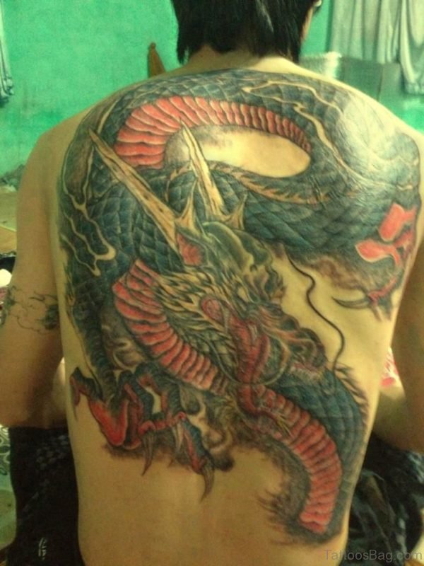 Elegant Dragon Tattoo On Back