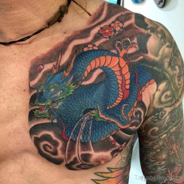 Elegant Dragon Tattoo On Chest