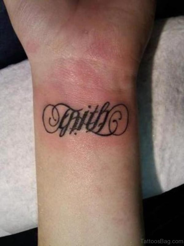 Elegant Faith Tattoo On Wrist