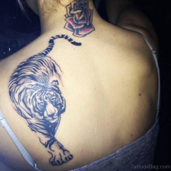 Elegant Tiger Tattoo On Back