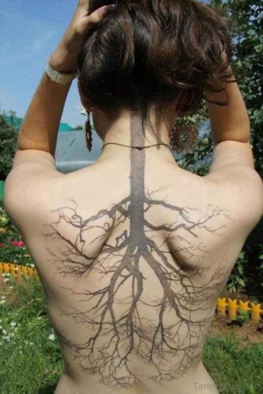 Elegant Tree Tattoo On Back