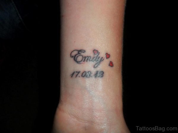 Emily Name Tattoo On Wrist
