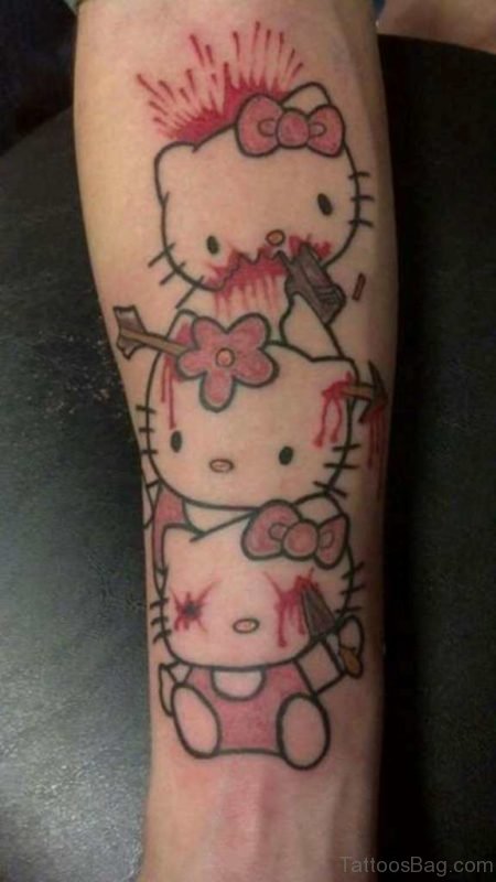 Evil kitty Wrist Tattoo