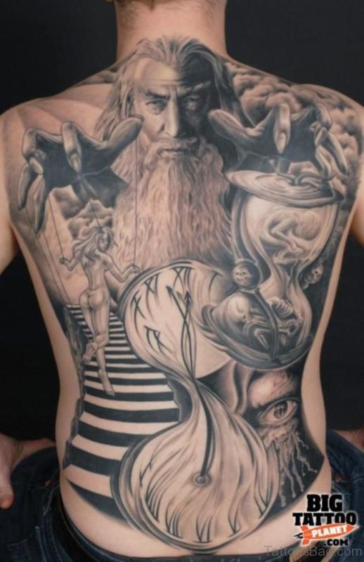 Excellent Full Back Tattoo