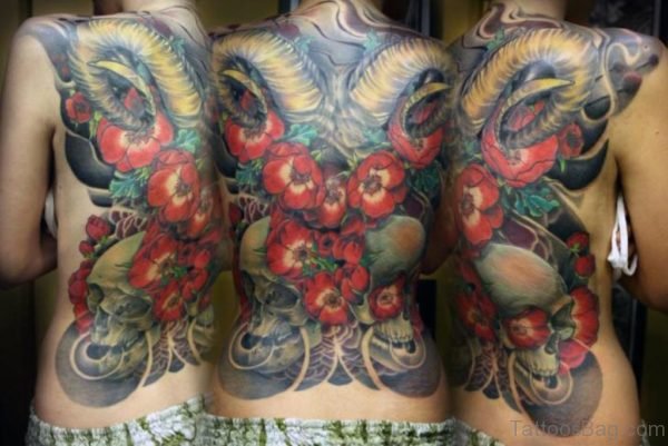 Fabulous Flower Tattoo On Back