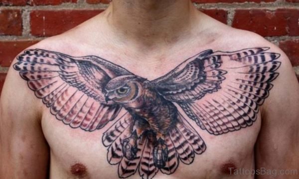 Fabulous Owl Tattoo On Chest 
