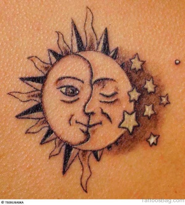 Sun Tattoo On Back