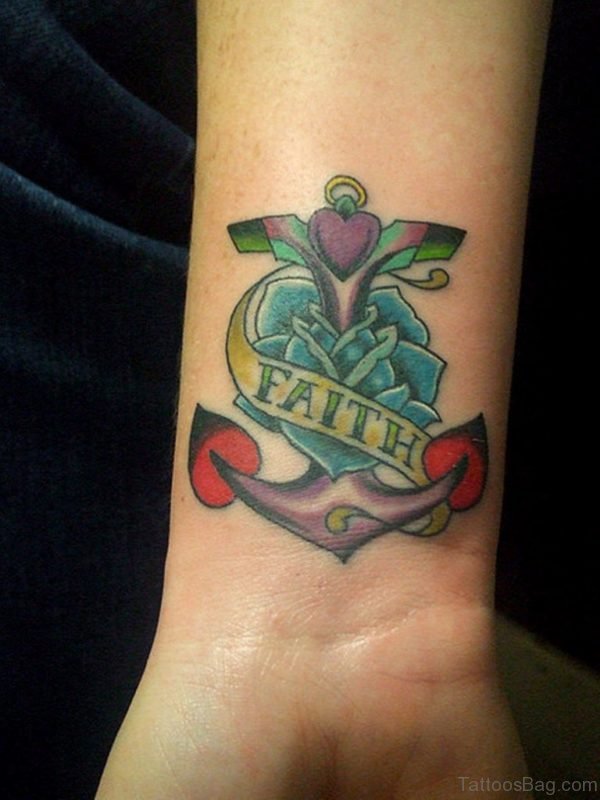 Faith Rose And  Anchor Tattoo 