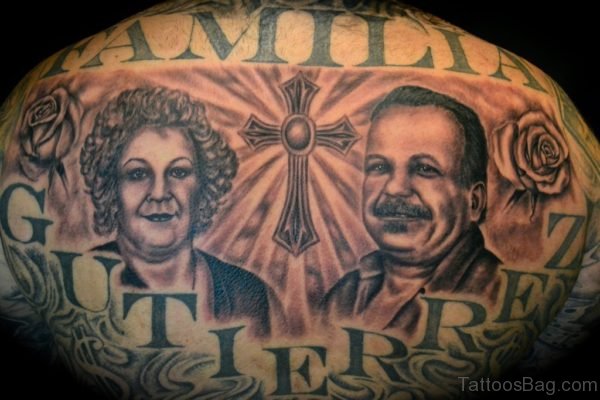 Familia Portrait And Cross Tattoo