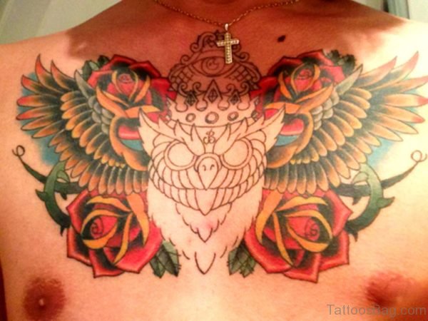 Family Owl Chest Tattoo