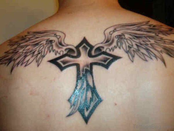 Fanatstic Cross Wings Tattoo