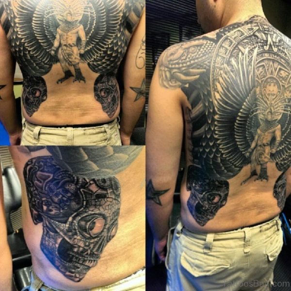 Fantastic Aztec Tattoo On Back