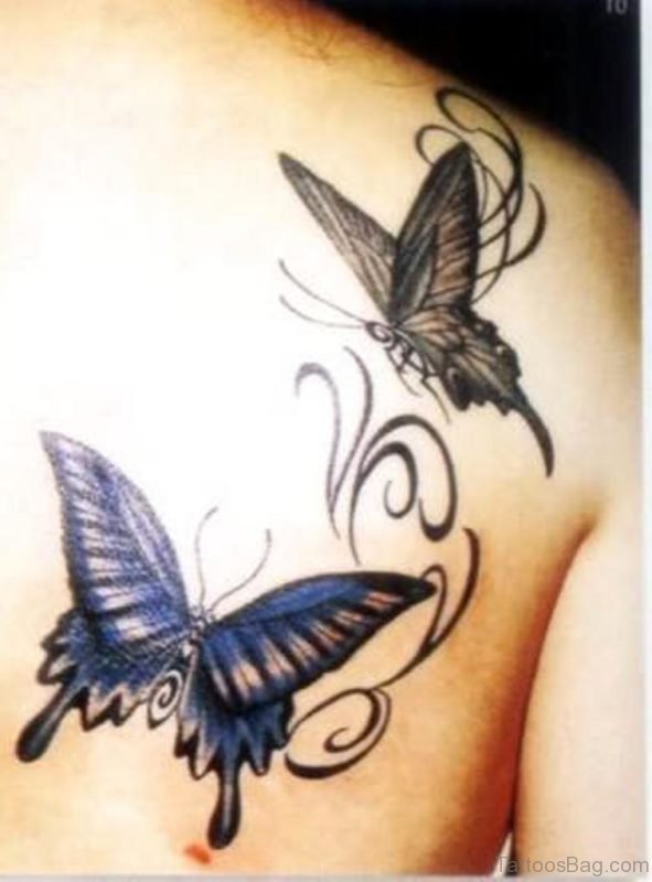 Fantastic Butterfly Tattoo Design On Back