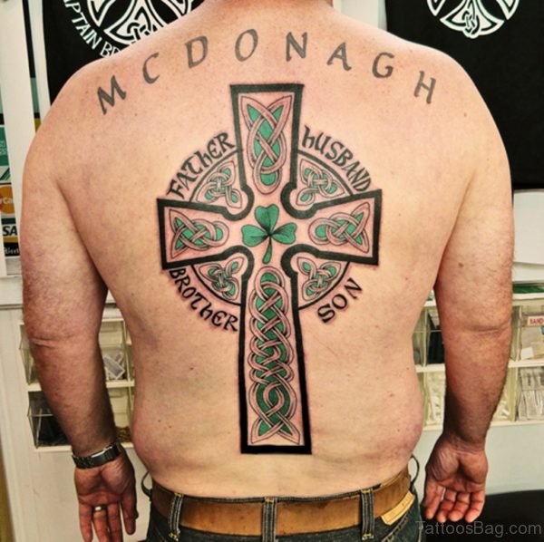 Fantastic Cross Tattoo On Back