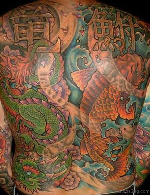Fantastic Fish Tattoo On Full Back