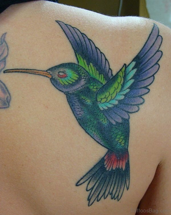 Fantastic Hummingbird Tattoo On Back