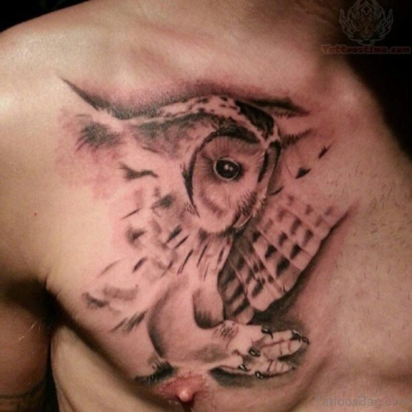 Fantastic Owl Tattoo On Chest