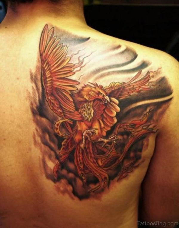 Fantasy Phoenix Tattoo On Back