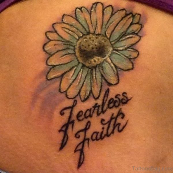 Fearless Faith Daisy Flower Tattoo On Back