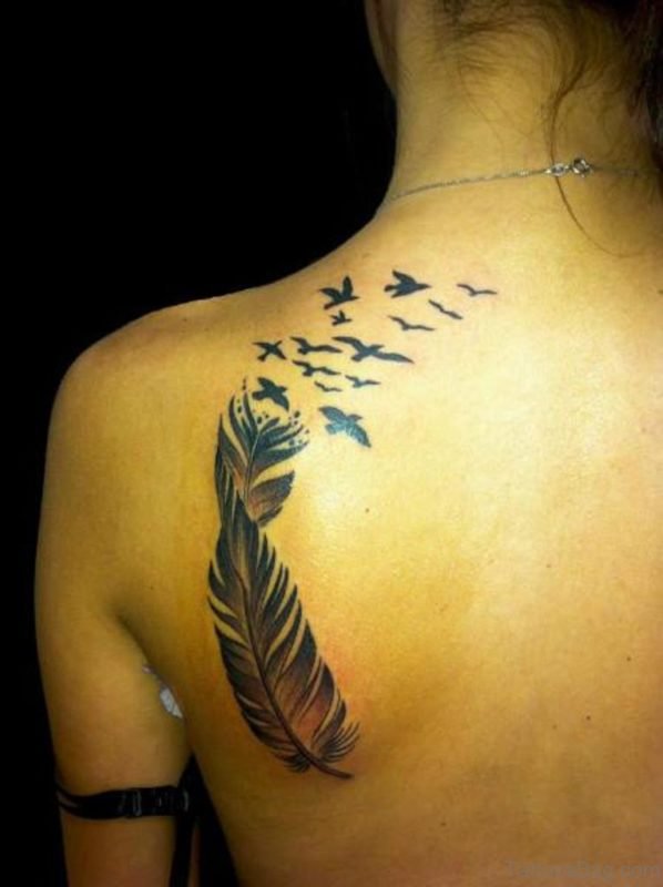 Feather And Birds Tattoo Design