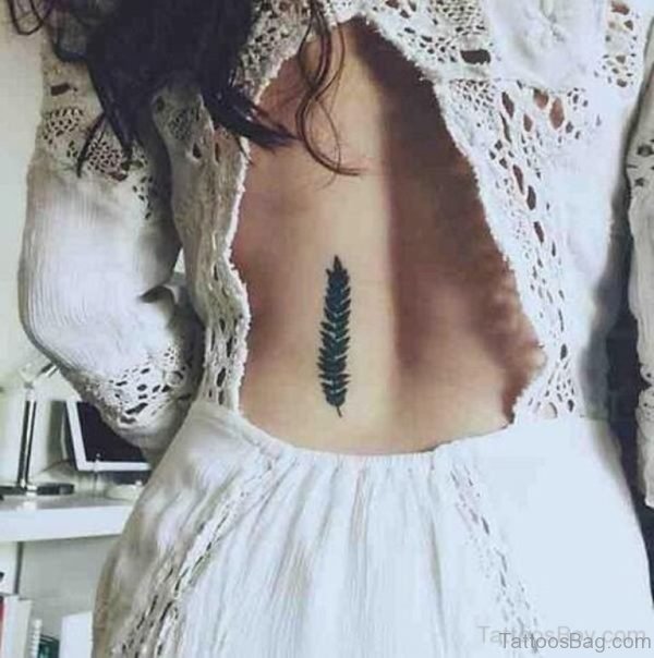Feather Tattoo Design On Lower Back