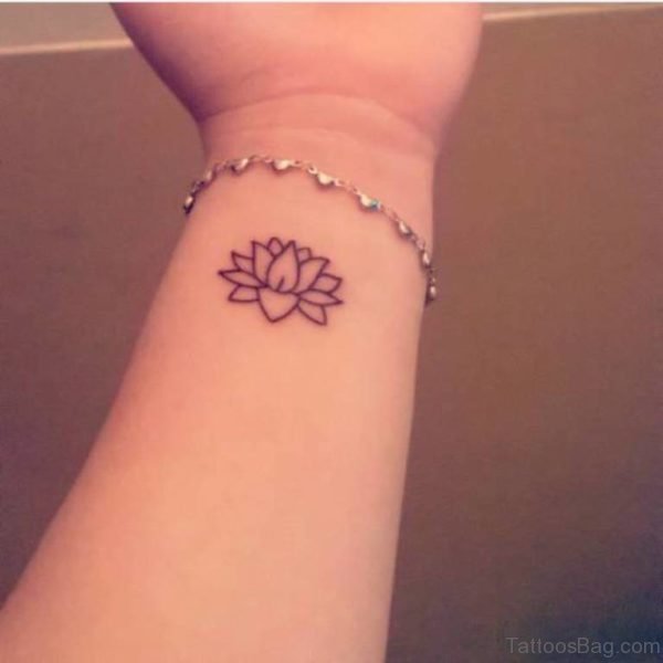 Fine Lotus Tattoo On Wrist 