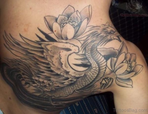 Flower And Eagle Tattoo
