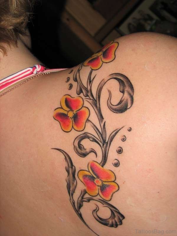 Flower Shoulder Tattoo On Shoulder Back