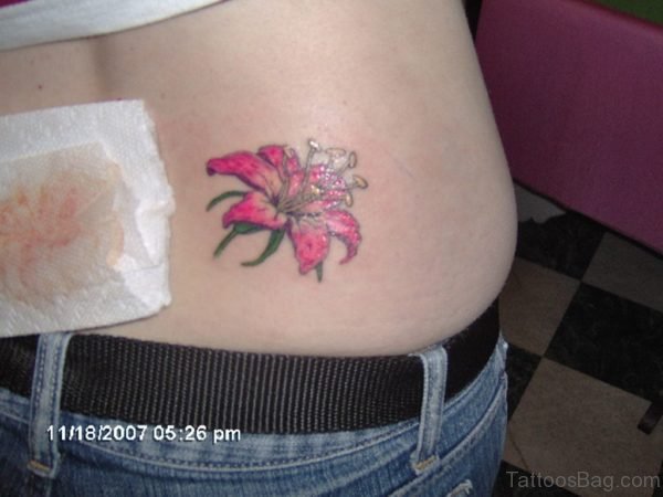 Cool Flower Tattoo Design On Lower Back