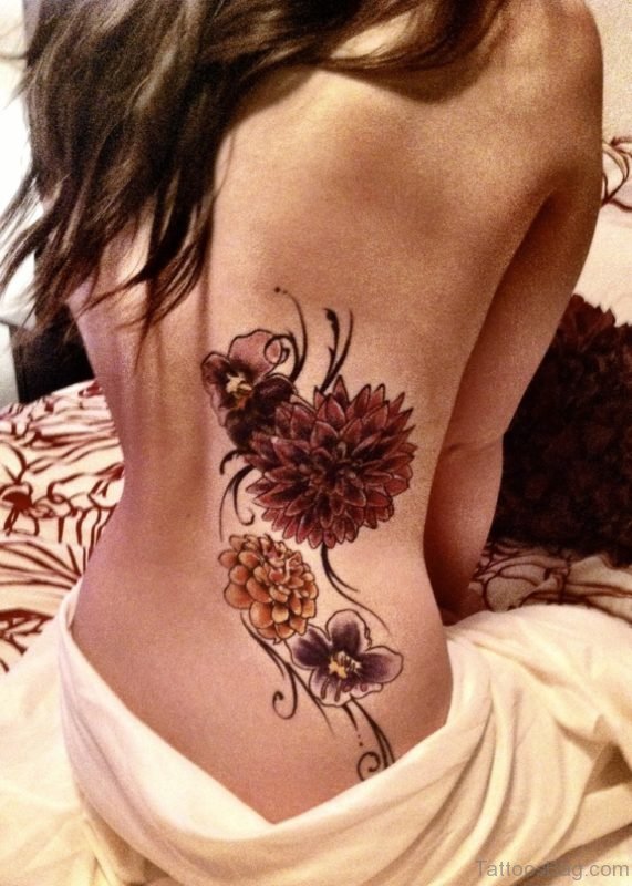Flower Tattoo On Back 