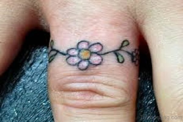Flower Tattoo On Finger