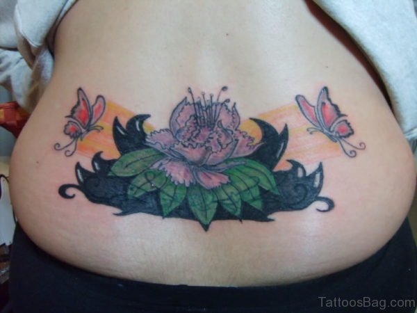 Flower Tattoo On Lower Back