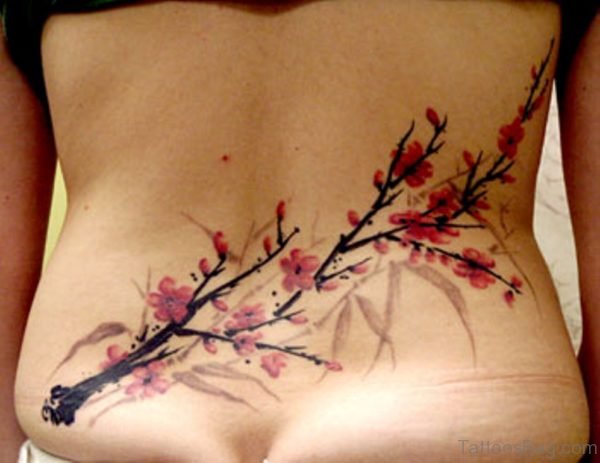 Flower Tattoo On Lower Back