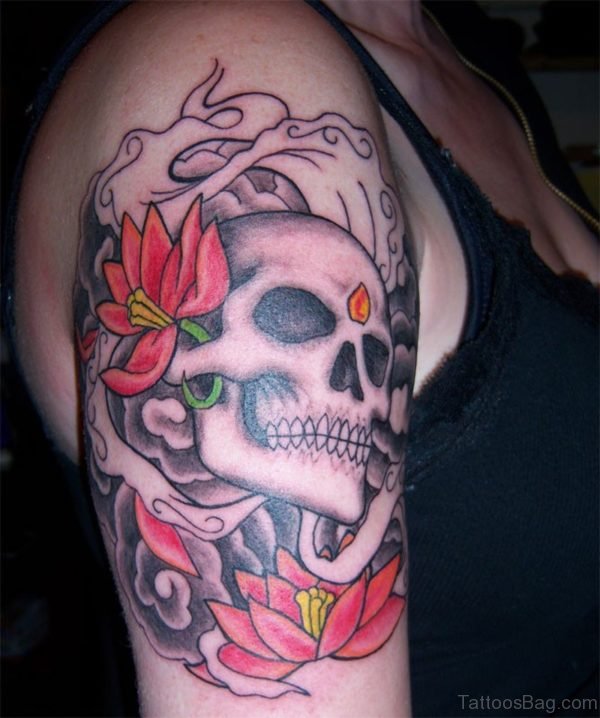 Flower With Skull Tattoo