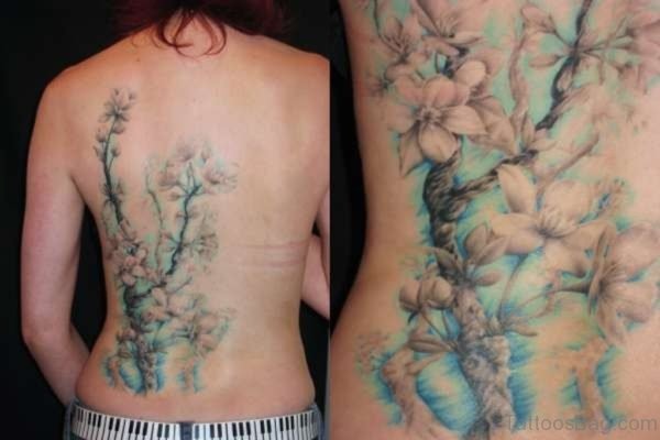 Flowers Tattoo On Full Back