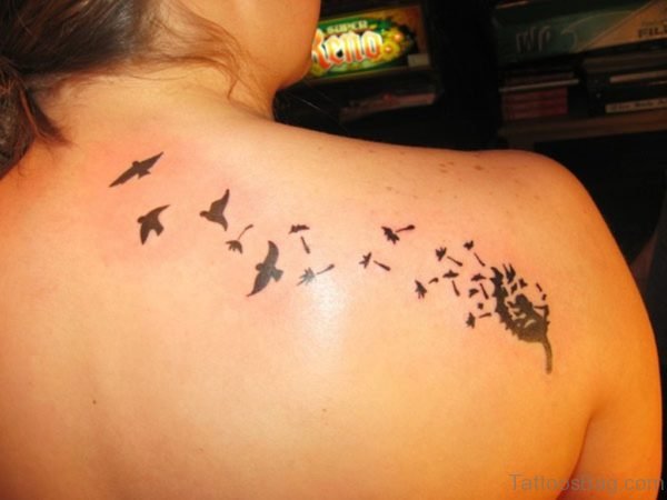 Flying Bird Tattoo On Back