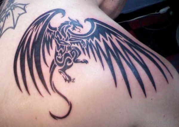 Flying Dragon Tattoo On Shoulder