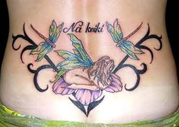 Flying Dragonflies Tattoo On Lower Back