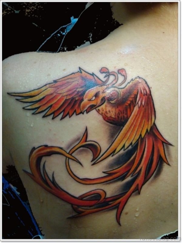 Flying Phoenix Tattoo On Back