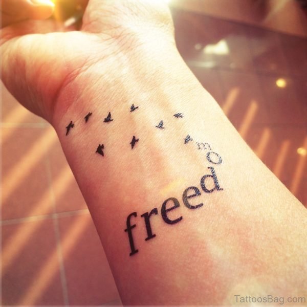 Freedom With Flying Birds Tattoo