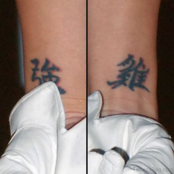 Funky Chinese Word Tattoo On Wrist