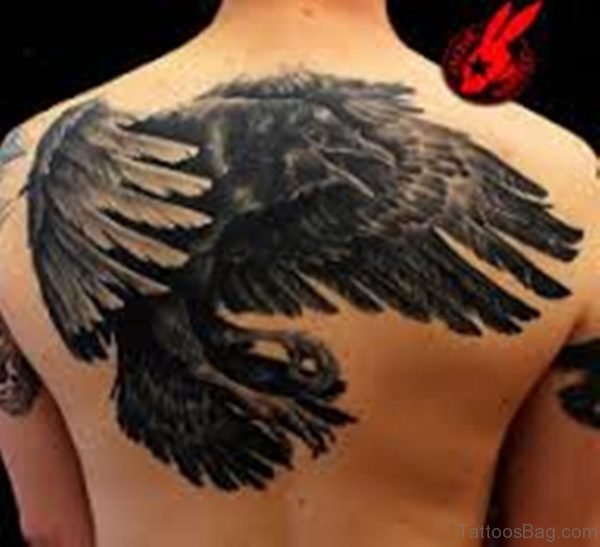 Funky Feather Tattoo On Back