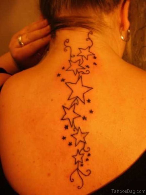 Funky Stars Tattoo On Back 