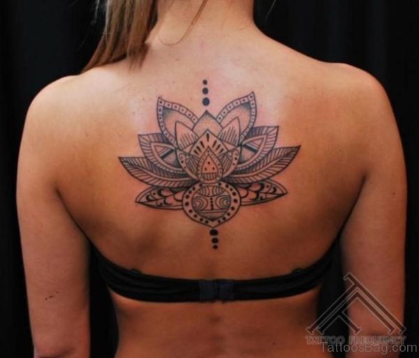 Geometric Lotus Tattoo On Back