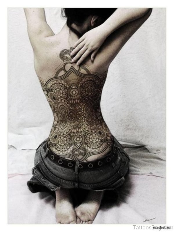 Geometric Tattoo On Girl Back