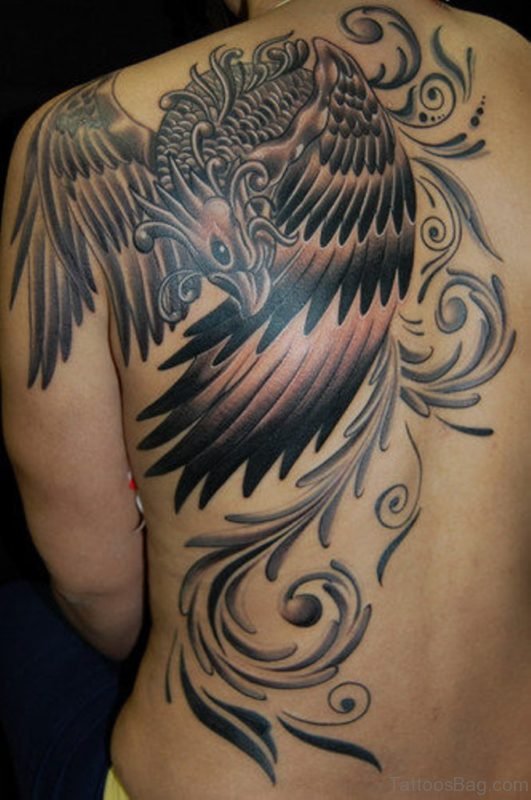 Graceful Phoenix Bird Tattoo
