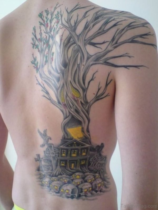 Graceful Tree Tattoo On Back