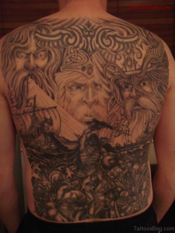 Graceful Viking Tattoo On Full Back